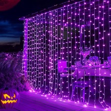 Dazzle Bright 300 LED Christmas Curtain String Lights, Halloween Fairy Lights fo