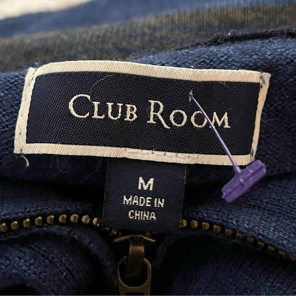 Club Room Quarter Zip Sweater Blue Merino Wool Blend Men’s M - Image 3 of 4