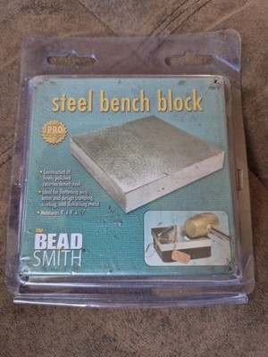 The Beadsmith Steel Bench Block Flat Anvil Jewelers Tool Metal 4x4x1/2'' BB44