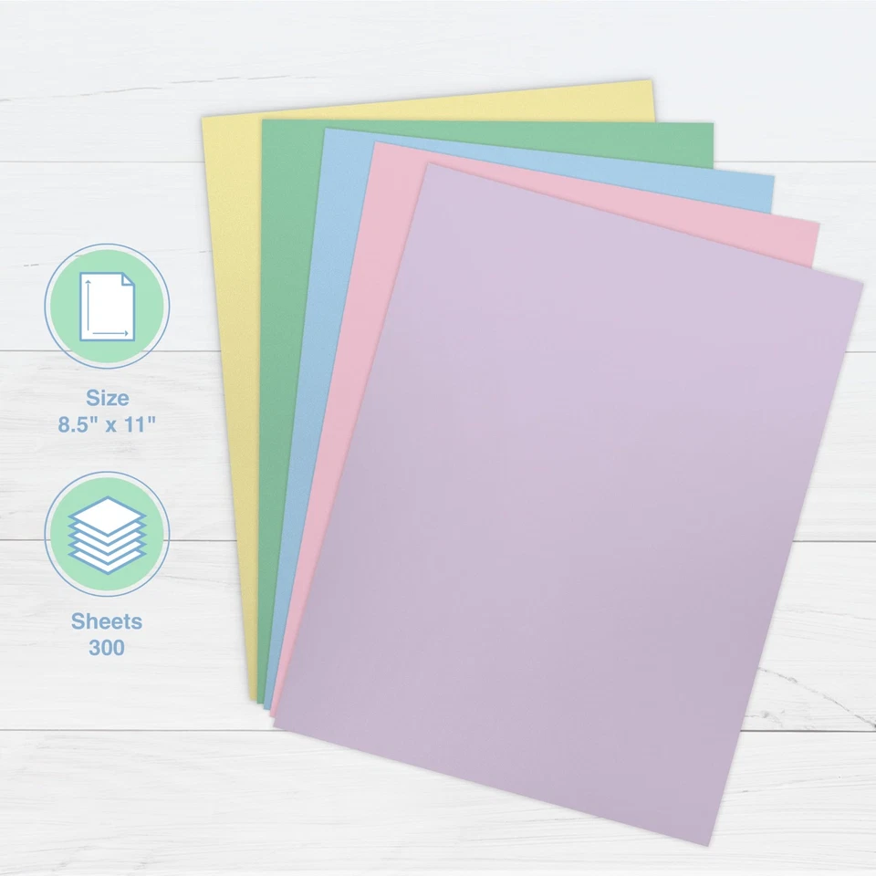 Papel de Pascua PrintWorks 8,5" x 11" - 300 Hojas - 5 Papel Pastel Surtido Col... Foto 2 de 4