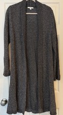 J. Jill Pure Jill Elements LG Open Front Knit Cardigan Duster Length Gray Minima