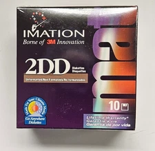 New Sealed 10 PACK of Imation brand DS/DD floppy disks.  UNFORMATTTED.