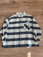 Elwood Navy/White Plaid Flannel Shirt – Size XL
