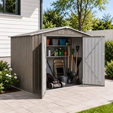 8x6 4x9 FT Outdoor Metal Storage Shed Tool Shed w/Lockable Door for Garden Gray