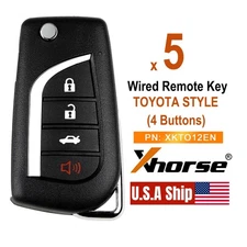 5x Xhorse Universal Wire Remote Key for Toyota Style Flip Fob 4 Buttons XKTO12EN