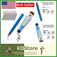 10pcs Rotary Deburr Blades Kit with Aluminum & Silicone Handles, Burr Remover...