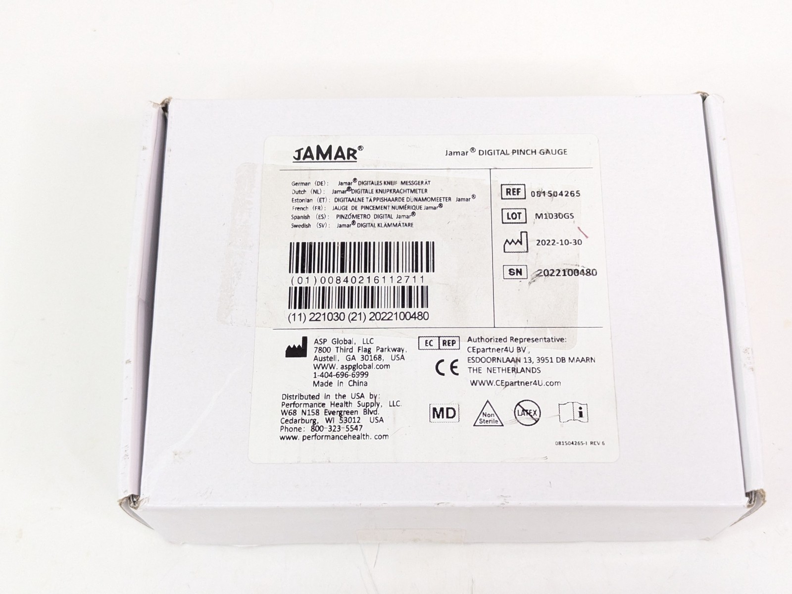 Jamar Plus Pinch Gauge LCD Display 081504265 Stores 99 Readings Netherlands New