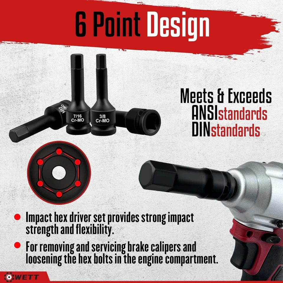 1/2" Drive Master Impact Hex Bit Set, 20 Piece Hex Driver Socket Set, Allen Bit - Image 4 of 4
