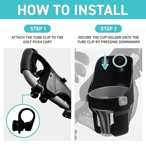 Golf Push Cart Cup Holder Compatible with Clicgear, Sun Mountain, Caddytek, - Picture 3 of 6