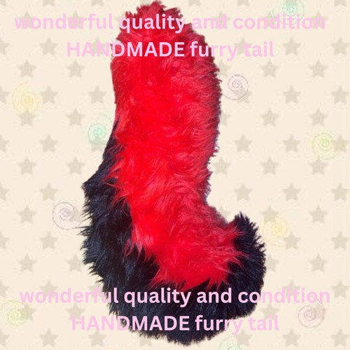 handmade Red and Black Furry Animal Costume Tail Unisex 