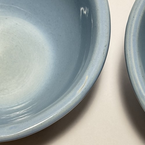 Vintage Glazed Ceramic Bowls USA 106 Periwinkle Blue 6” Set Of 2 - Picture 7 of 11