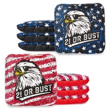 Cornhole Bags Set of 8 Dual Sided Slick Sticky Red Blue Play Platoon Competition