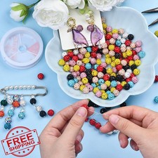 120pc 10mm Blue Rhinestone Clay Beads Polymer Fancy Jewelry Making Strand