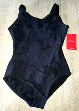 CAPEZIO GIRLS NEW NWT solid black DANCE LEOTARD 22 inch long size LARGE SAVE