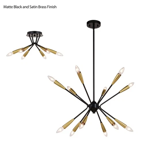 Vaxcel Lighting C0264 Ellis 6 Light 16"W Semi-Flush Ceiling - Black - Picture 2 of 12