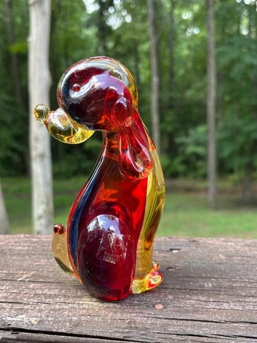 Murano Art glass Dog Signed