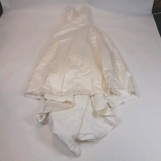 Duchess Satin Champagne Beaded Wedding Dress with Veil & Underskirt S (#H1/22)