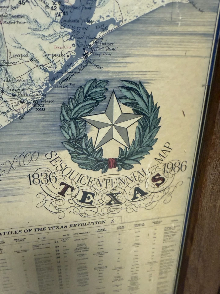 Vintage 1836 Revolutionary Map of Texas - Framed Historical Wall Art rustic - Image 3 of 4
