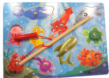 Melissa  Doug Fishing Game Wooden Puzzles Sea Animals Motor Skills Play