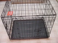 Black Wire Steel 24" Small Dog Folding Cage Kennel Crate 2 Doors Tray