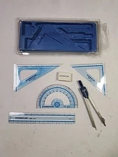 STAEDLER Geometry 6pc SET With Compass + Protractor + 2 Squares + Ruler + Eraser