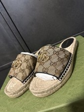 Gucci Women’s Brown Pilar Interlocking GG Espadrille Sliders Size 8.5UK/EU41.5