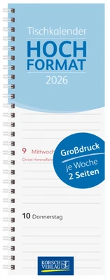 KORSCH VERLAG GMBH Tischkalender Hochformat Großdruck 2026 | Verlag Korsch | Kalender | 128 S.