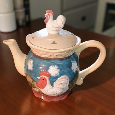 Ceramic Teapot 3D Rooster Rustic French Country Farmhouse Cottage Decor Gift
