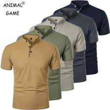 New Men's Short Sleeve Collar Polo Shirts Summer Solid Color Casual Polo Shirt T