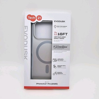 Tech21 EvoDusk Case with MagSafe for iPhone 17 Pro brushed metal finish Silver