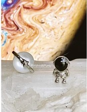 Tiny Astronaut and Planet earrings  Astronaut dangle earrings  In Gift Box