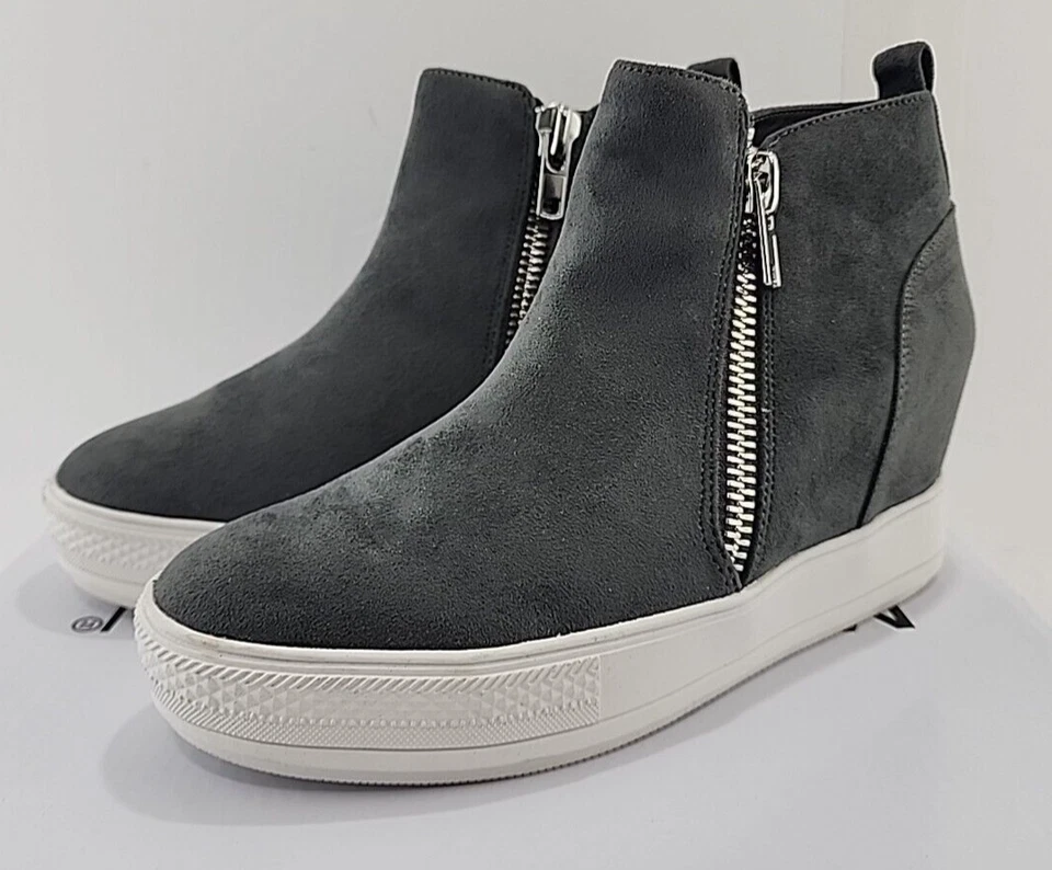 Monroe & Main womens 3" hidden wedge zip sneaker shoe size 8 M gray display NEW - Image 2 of 4