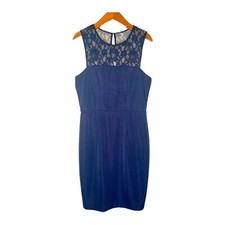 Adrianna Papell Lace Top Navy Blue Cocktail Dress Pencil size 4