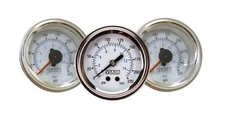 Viair (2) 90081 & (1) 90089 220 PSI Max White Face Air Gauges For Suspenion Bags