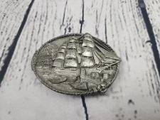 Bergamot Brass Works 3D Ship Belt Buckle Sailboat Rudyard Kipling 1983