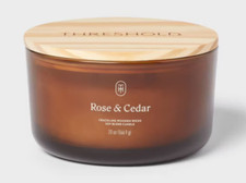 THRESHOLD 3 wick Amber  Cedar Glass Jar Candle 20oz  NEW MSRP 24