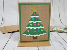 Merry Christmas Greeting Card Kit #21 [Lot of 4, Handmade, Tree, Snow]