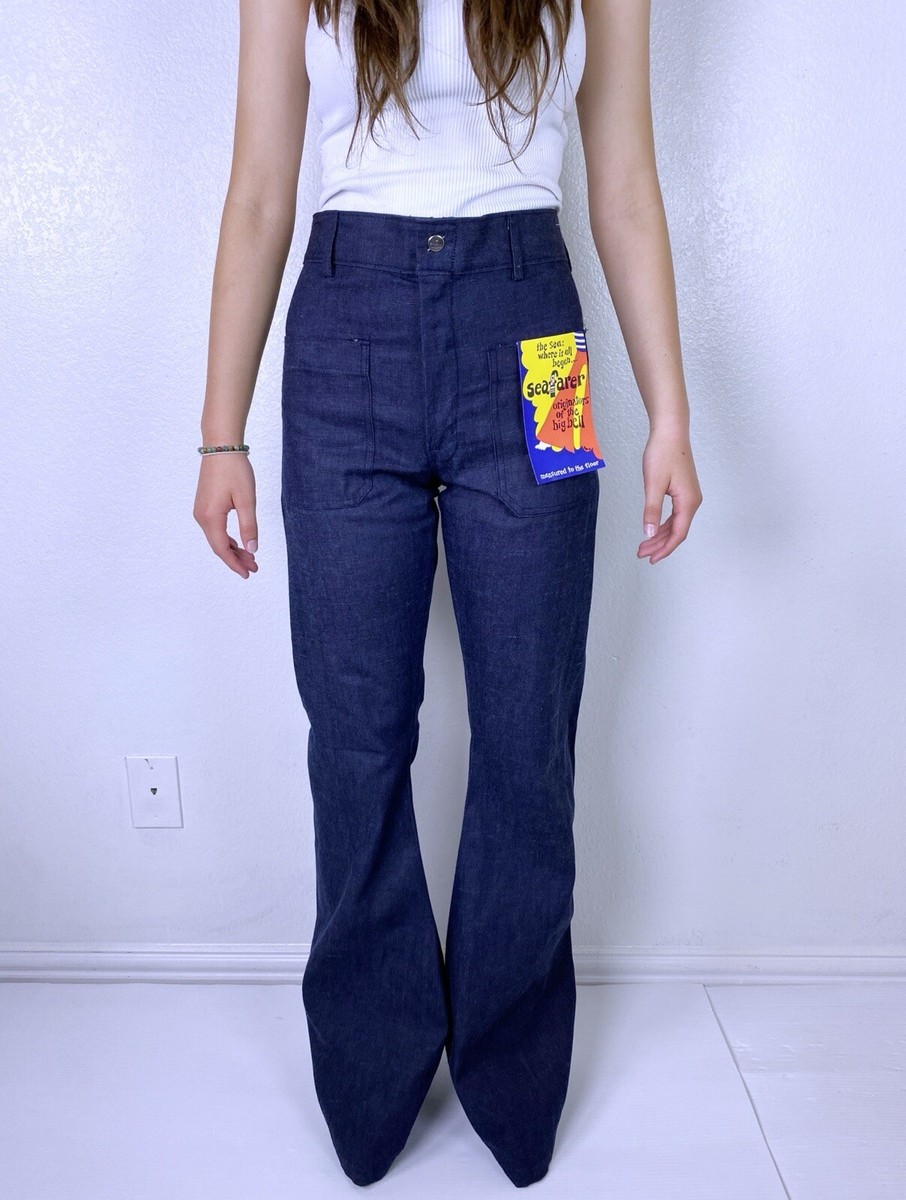 パンツ 70s Vintage SEAFARER Denim Sailor Pants VTG 70s Seafarer Dungaree US Navy Denim Utility Pants Bell