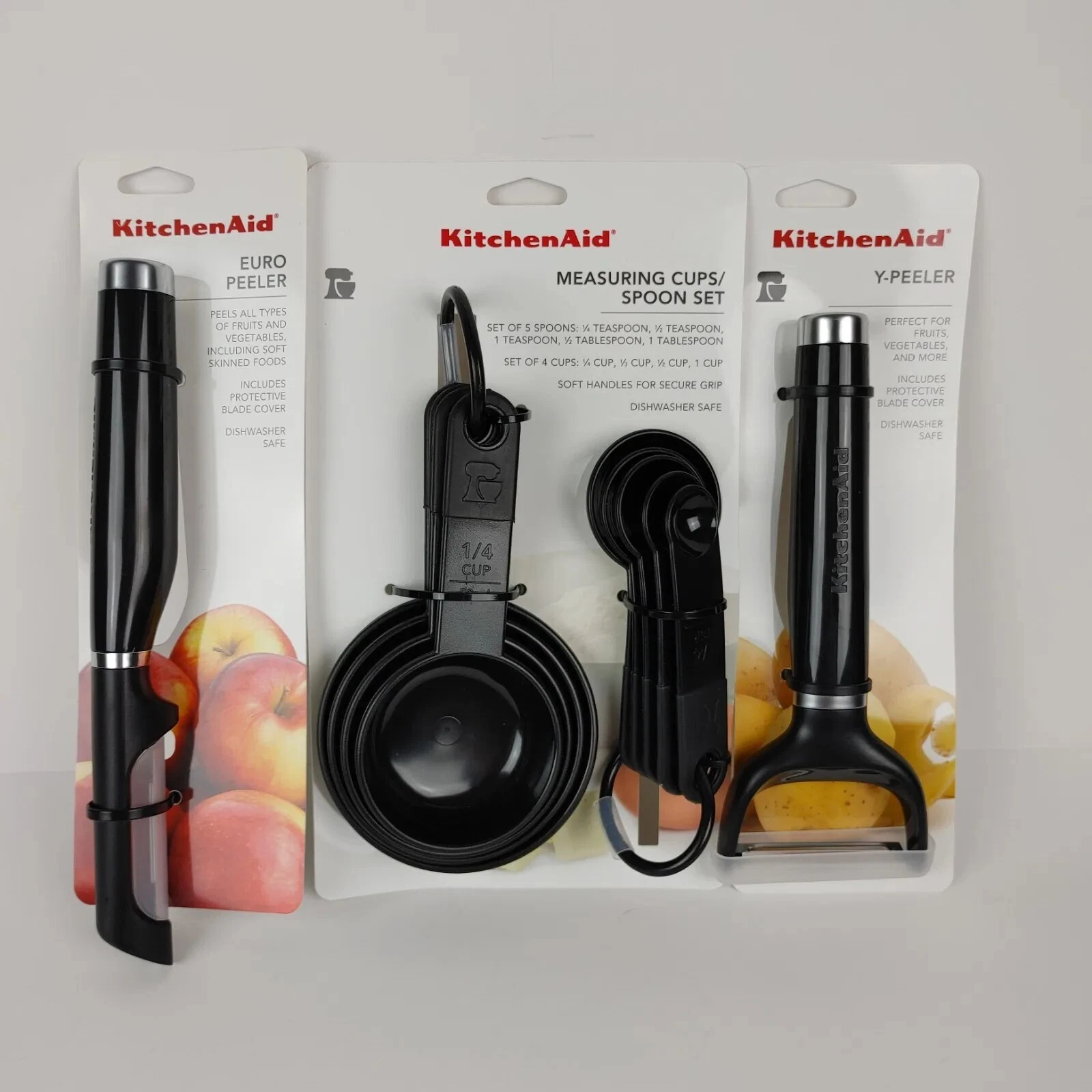 Kitchenaid 4 Measuring Cups & Spoons & 5 Spoons & Euro & Y Peeler Black HBOA (B)