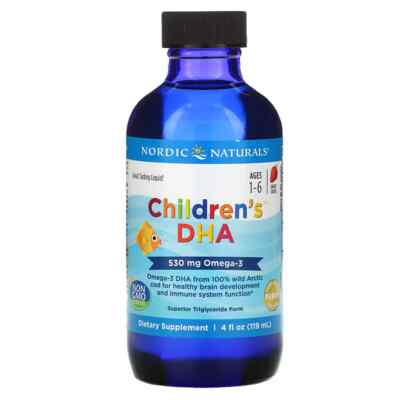 Nordic Naturals, Kinder DHA, Alter 1-6, Erdbeere, 530 mg, 4 fl oz (119 ml)