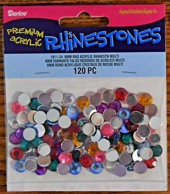 Darice Premium Acrylic Multi Colored Round Rhinestones 120 pieces 5/16'' 8mm