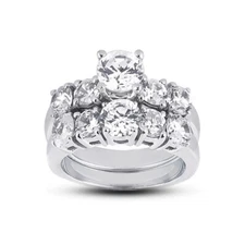 2.42ct G/SI1 Round Natural Certified Diamonds Plat Classic Matching Bridal Set