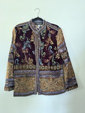 Vintage Sag Harbor Tapestry Brocade Boho Blazer Jacket Colorful Purple Size 12