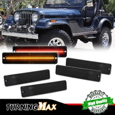 4PCS LED Front Rear Side Marker Lights For Jeep CJ & SJ & J Series Pickup Smoked