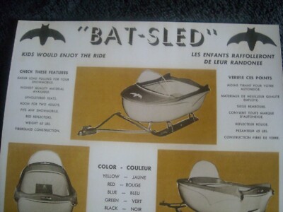 1970 Vintage BAT-SLED Snowmobile Brochure ATV Caboose Trailer Boat ...