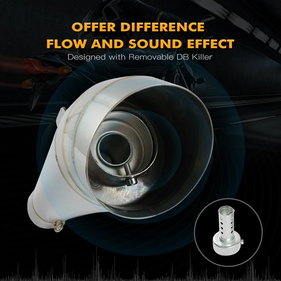 Stainless Steel GP Exhaust Muffler Pipe Slip-On for Street Sport Motorcycle 51mm - image 3 of 4