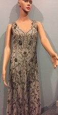 NWT Adrianna Papell Silver Gray Beaded Gown- Prom Dress- Bridesmaid- Size 6