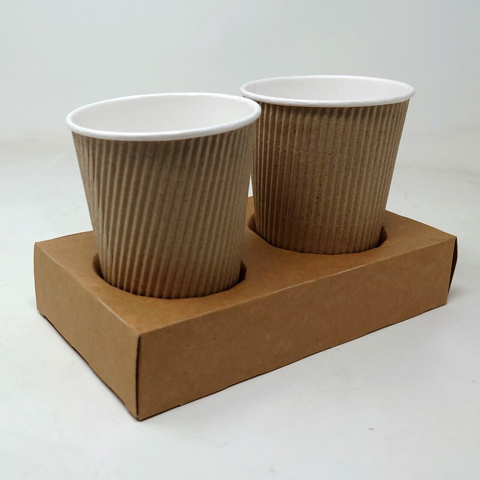 2 Cup Carriers Kraft Cardboard Cup Holders Biodegradable & Recyclable eBay