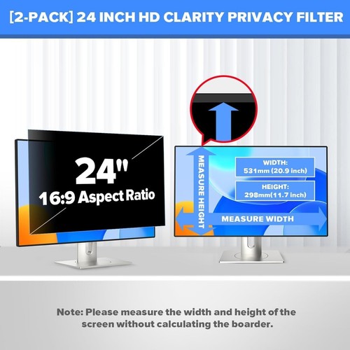 VERPONITY (2-Pack) HD Computer Monitor Privacy Screen Filter 24 Inch - Picture 6 of 11