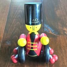 FAO Schwarz Push Along Wooden Soldier Retro Christmas Holiday Decor Toy 10"